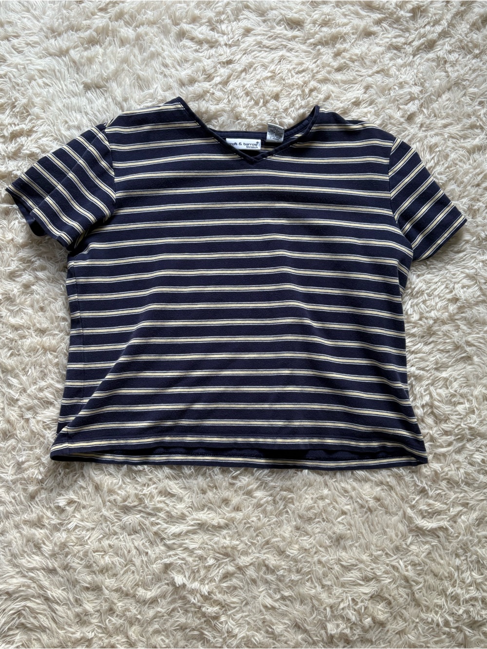 croft & barrow Navy and Cream striped crop top